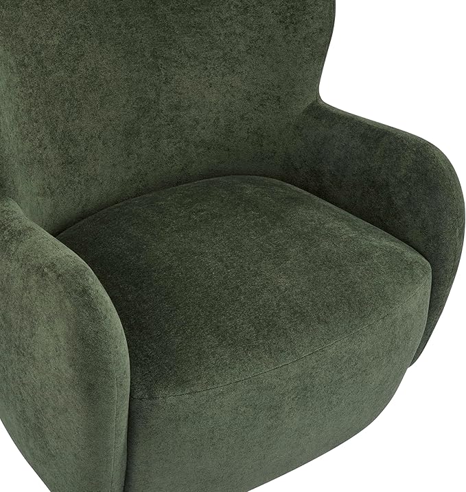 Christopher Knight Home Auden Wooden Low Profile Accent Chair, Velvet Upholstered Wingback Living Room Lounge Chair, Bedroom Comfy Reading Chair, Curved Backrest Single Sofa with Armrest, Olive Green