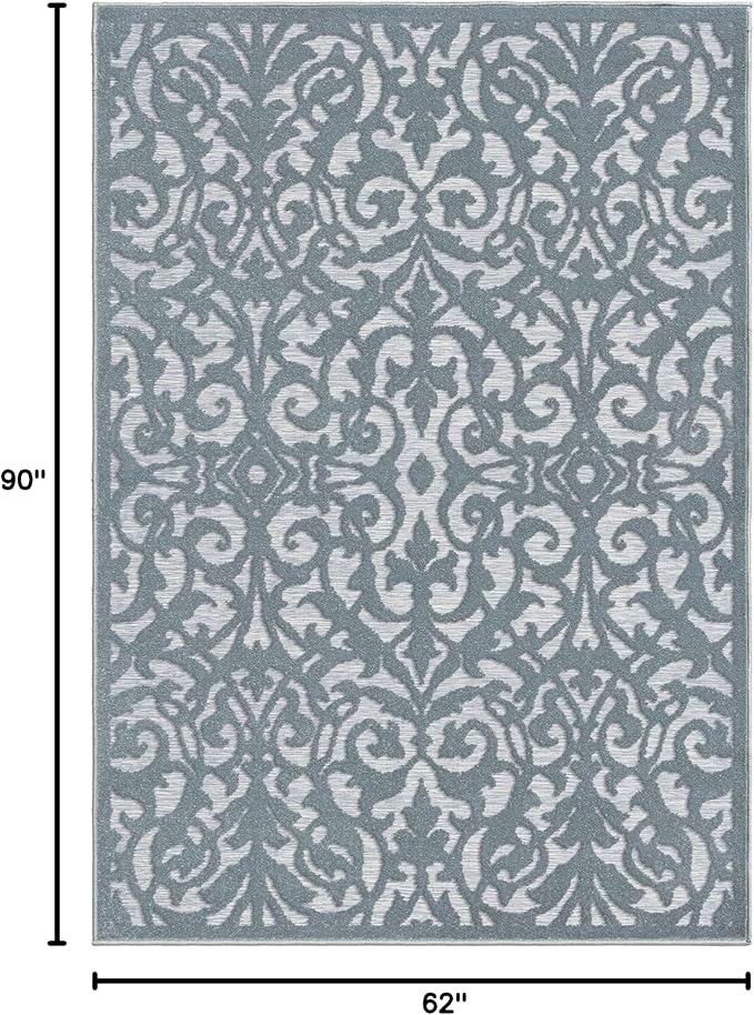 My Texas House Lady Bird Area Rug 5.2x7.6 Indoor Outdoor, Harbor Blue