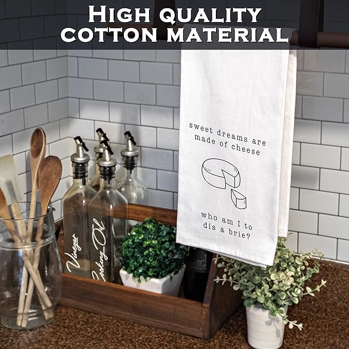 Sweet Dreams Are Made of Cheese Funny Kitchen Towels 18x24 Inch Dish Towels
