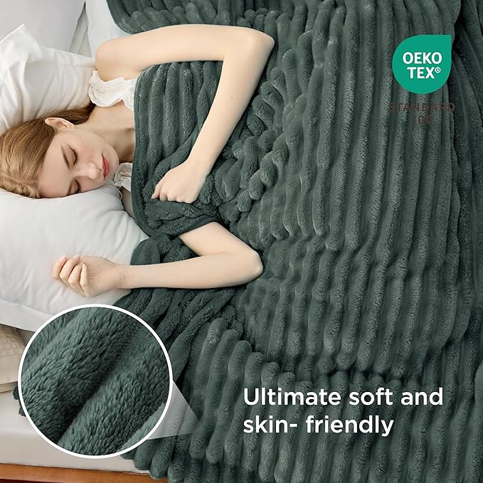 Bedsure GentleSoft Mallard Green Fleece Blanket for - Cozy Soft Blankets for Women, Cute Small Throws for Girls, 108x90 Inches