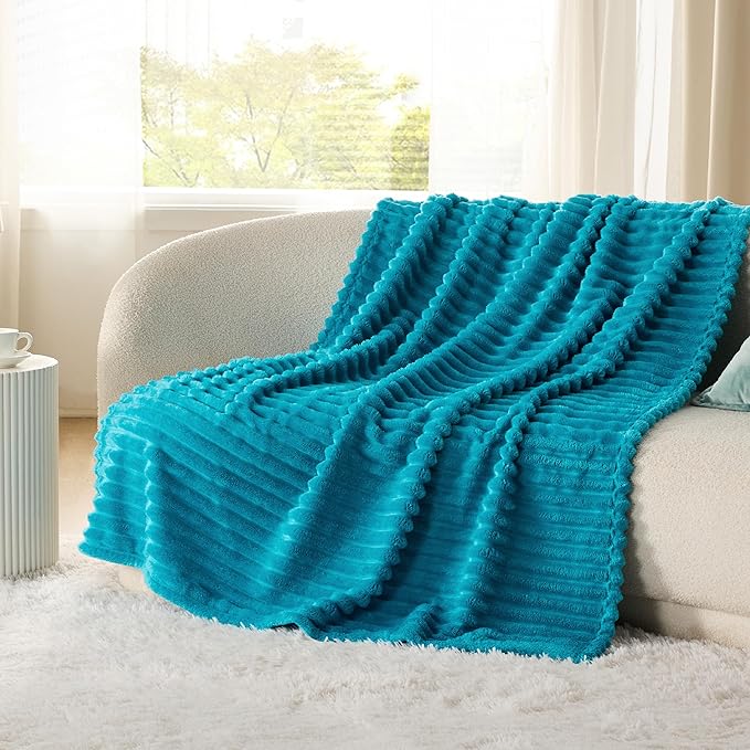 Bedsure Teal Fleece Blanket for - Super Soft Cozy Twin Blankets for Women, Cute Small Throws for Girls, 60x80 Inches