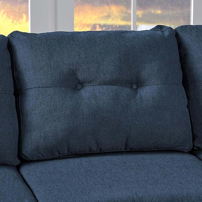 5 Pieces Sectional Couch L Shaped Sofa, Blue