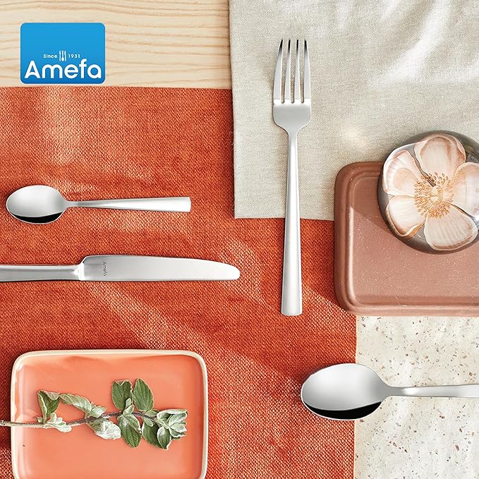 Amefa Moderno 20-piece 18/10 Stainless Steel Flatware Set, High Gloss Mirror Finish, Silverware Set Service for 4, Dishwasher Safe, Rust resistant Cutlery.
