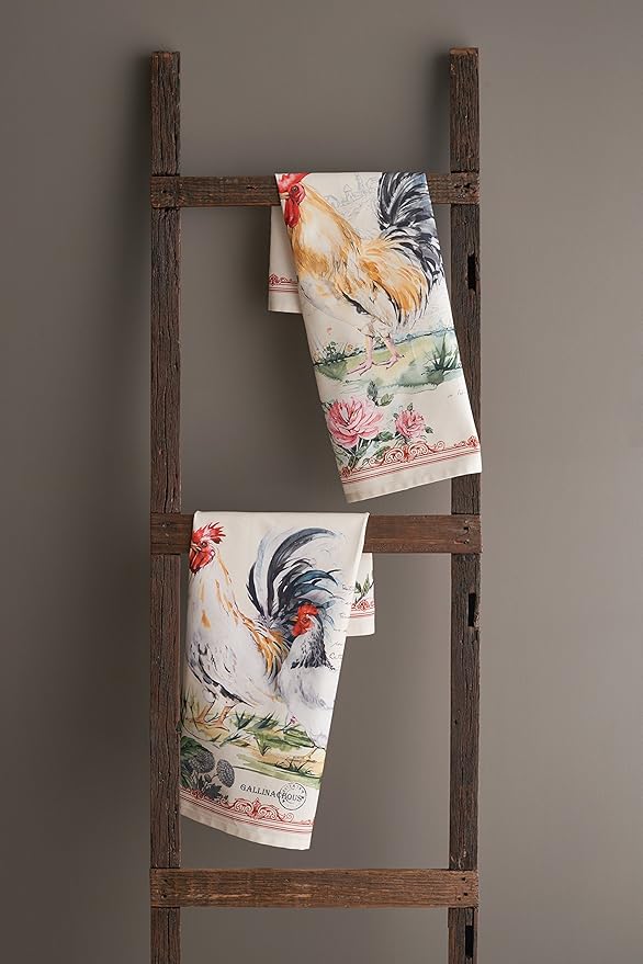 Maison d'Hermine Campagne 100% Cotton Kitchen Towels Basse Cour Set of 2 Absorbent Tea Bar Towels