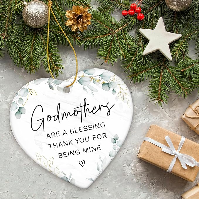 ZAGKOO Godmother Gifts from Godchild, Goddaughter, Godson - Godmothers Ornament Thank You for Being Mine, Best Godmother Gifts - Godmothers Present Ideas - Ceramic Christmas Ornament 2025