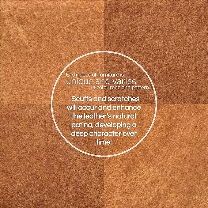 POLY & BARK Lyon Leather Lounge Chair 49" – Cognac Tan Full-Grain Leather Upholstery – Modern Upholstered Accent Chair for Living Room or Bedroom – Indoor Lounge Seating with Lasting Comfort