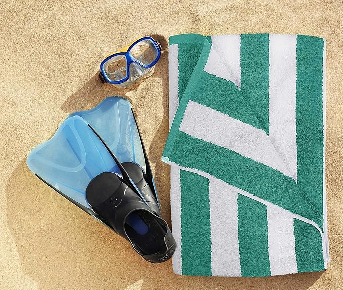 Utopia Towels 4 Pack Cabana Stripe Beach Towel Oversized 100% Ringspun Cotton Beth Towels Highly Absorbent Bath Towels for Beach