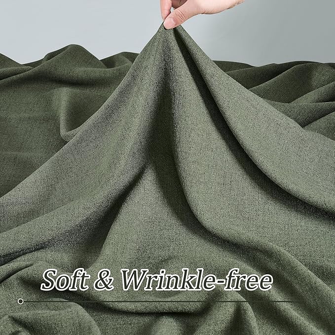 RAIN CITY Long Sheer Pleated Curtains 108 Inch Long 2 Panels, Back Tab Pinch Pleat Drapes for Track System with Hooks, Light Filtering Spring Winodw Curtains for Living Room 42x108-Loden/Olive Green