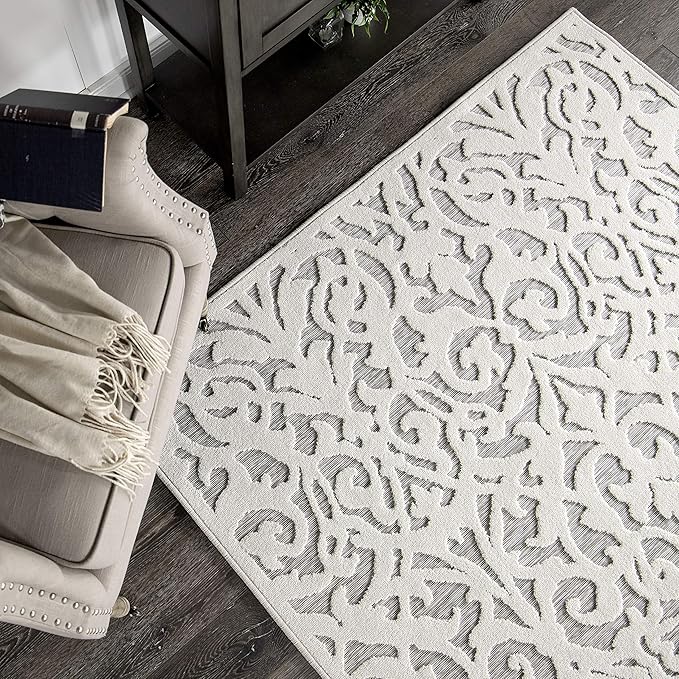 My Texas House Lady Bird Area Rug 5.2x7.6 Indoor Outdoor, Natural Grey