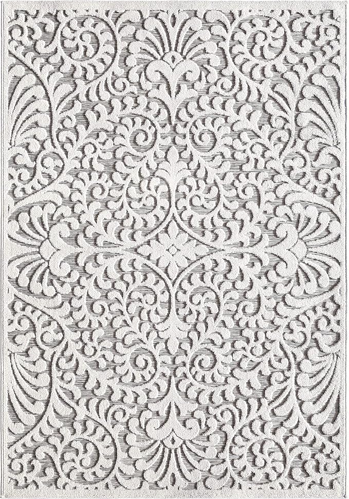 My Texas House Bluebonnets Area Rug 7.9x10.10 Indoor Outdoor, Natural Grey