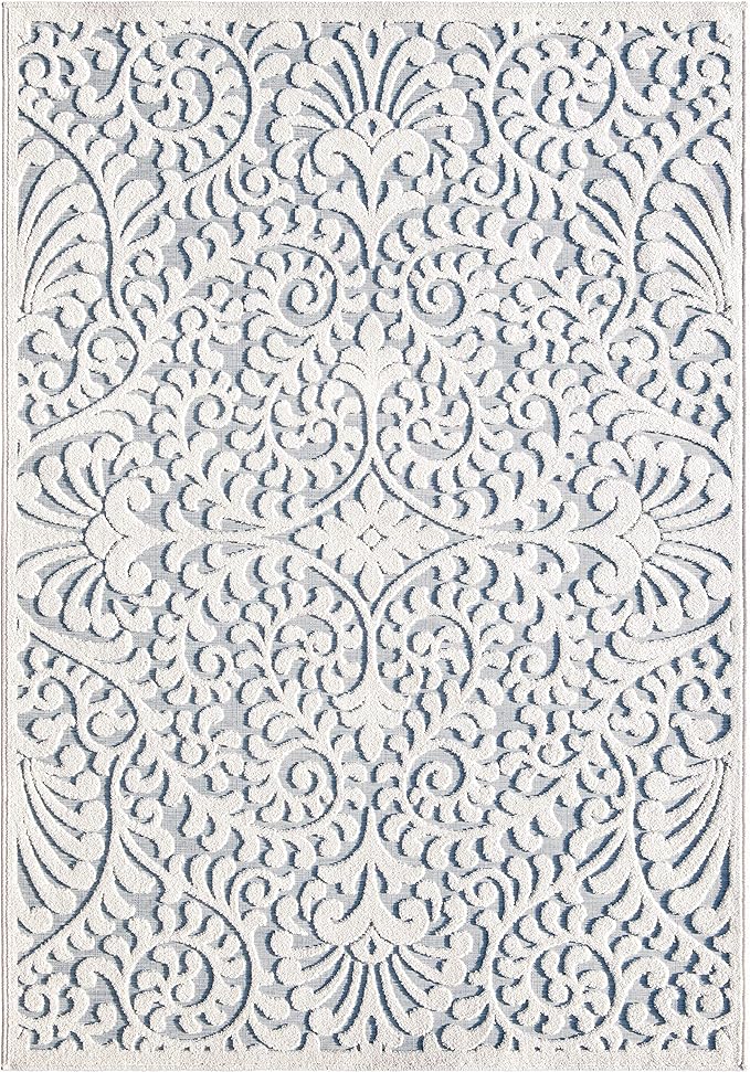 My Texas House Bluebonnets Area Rug 7.9x10.10 Indoor Outdoor, Natural Blue