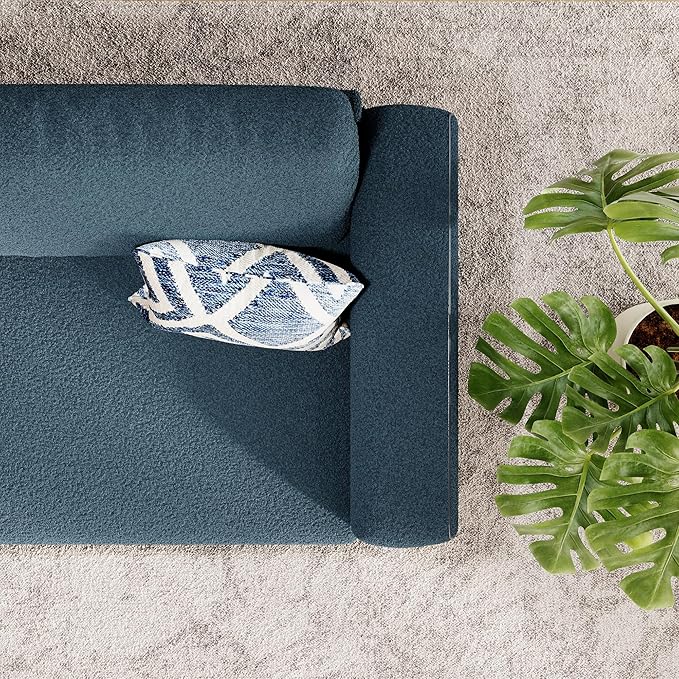 GarveeHome 84" Sofa, 3 Seater Couch for Living Room, Modern Loveseat, Boucle Sofa with Deep Seats, Wide Armrests, Wood Legs, Easy Assembly, Upholstered Comfy Sofa for Bedroom Office, Dark Blue