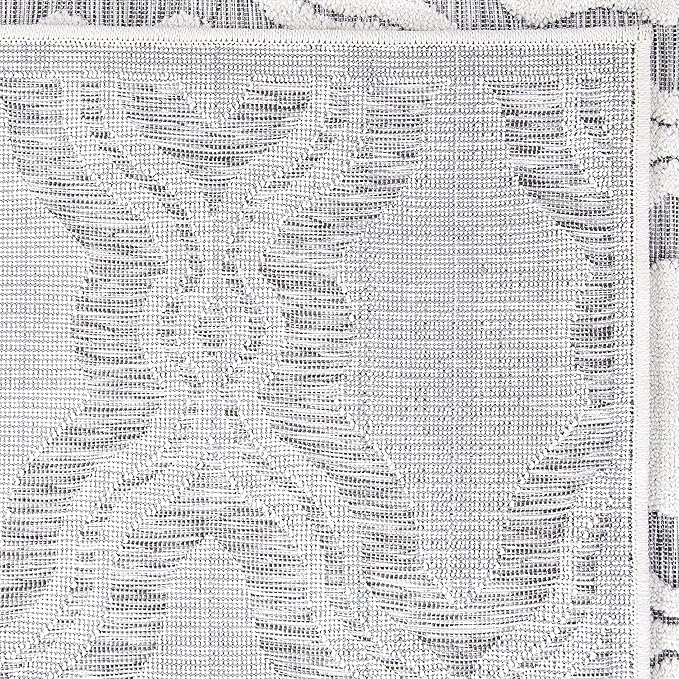 My Texas House Cotton Blossom Rug 7.9x10.10 Rectangle High-Low Geometric Indoor Outdoor, Natural Grey