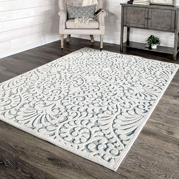 My Texas House Bluebonnets Area Rug 7.9x10.10 Indoor Outdoor, Natural Blue