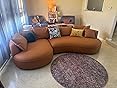 128.7'' Luxury Simple L Shape Curved Modular Sofa Modern Leather Sofa 5 Seater Fabric Eco Leather Sofa Full Grain Leather Sofas for Living Room Apartment Office (Leather+Left Facing, Orange)
