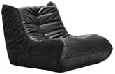 Hobestluk Giant Bean Bag Chair Lazy Floor Sofa, Fireside Sofa for Adults, Big Beanbag Faux Leather Armless Chair for Living Room Bedroom Dorm Office (Black, Single)