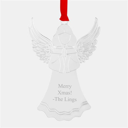 THINGS REMEMBERED Personalized Silver Tone Angel Christmas Ornament (Free Customization)
