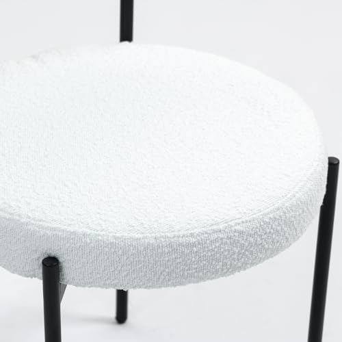 MCH Modern Round Dining Chairs Set of 2 – Upholstered Dining Room Chairs with Sturdy Metal Legs,Easy Assembly & Boucle Fabric for Kitchen,Living Room,and Bistro or Small Spaces