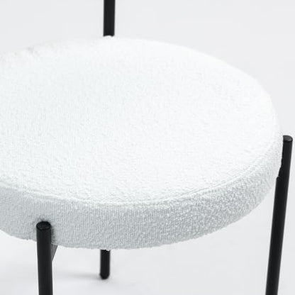 MCH Modern Round Dining Chairs Set of 2 – Upholstered Dining Room Chairs with Sturdy Metal Legs,Easy Assembly & Boucle Fabric for Kitchen,Living Room,and Bistro or Small Spaces