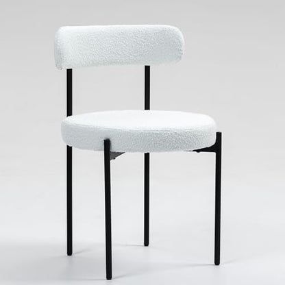 MCH Modern Round Dining Chairs Set of 2 – Upholstered Dining Room Chairs with Sturdy Metal Legs,Easy Assembly & Boucle Fabric for Kitchen,Living Room,and Bistro or Small Spaces