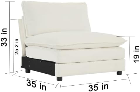 SoarFlash Chenille Sectional Middle Position Sofa,Beige