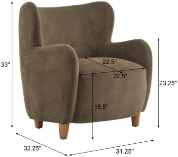 Christopher Knight Home Auden Wingback Accent Chair, Fabric Club Chair, Velvet Upholstered Armchair, Curved Backrest Single Sofa, Soft Cushion Seating, Reading Lounge Chair for Living Room, Brown