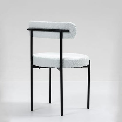 MCH Modern Round Dining Chairs Set of 4 – Upholstered Dining Room Chairs with Sturdy Metal Legs,Easy Assembly & Boucle Fabric for Kitchen,Living Room,and Bistro or Small Spaces