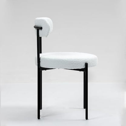 MCH Modern Round Dining Chairs Set of 2 – Upholstered Dining Room Chairs with Sturdy Metal Legs,Easy Assembly & Boucle Fabric for Kitchen,Living Room,and Bistro or Small Spaces