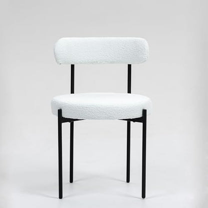 MCH Modern Round Dining Chairs Set of 2 – Upholstered Dining Room Chairs with Sturdy Metal Legs,Easy Assembly & Boucle Fabric for Kitchen,Living Room,and Bistro or Small Spaces