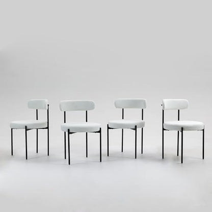 MCH Modern Round Dining Chairs Set of 4 – Upholstered Dining Room Chairs with Sturdy Metal Legs,Easy Assembly & Boucle Fabric for Kitchen,Living Room,and Bistro or Small Spaces