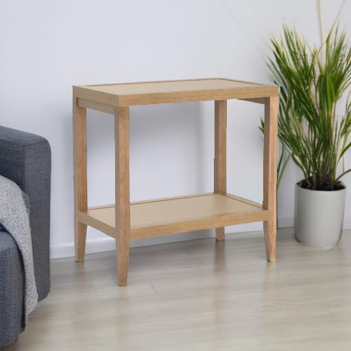 SICOTAS Boho Rattan Nightstand Bedside Table Farmhouse Narrow End Table Accent Side Table, Wood