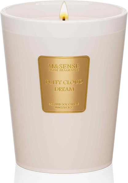M&SENSE Puffy Cloud Dream Scented Candle Home Decor, Natural Soy Wax,14.1oz 60 Hours Long Lasting Slow Burning, Aromatherapy Fall Winter Candle for Stress Relief