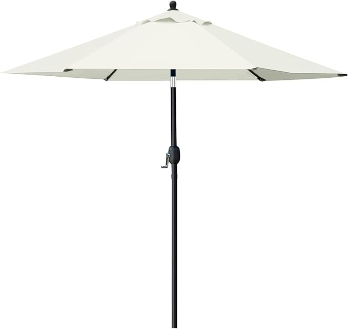 Sunnyglade 7.5' Patio Umbrella Outdoor Table Market Umbrella with Push Button Tilt/Crank, 6 Ribs (Beige)