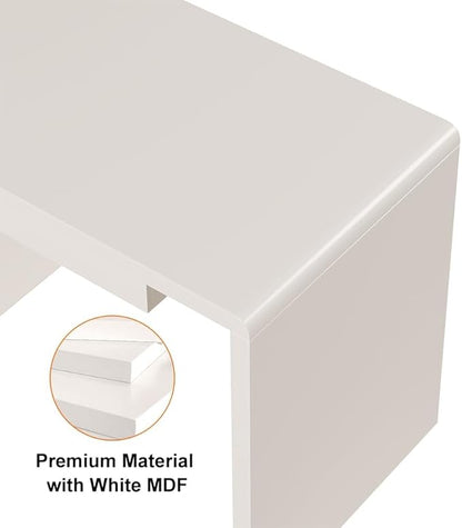 homary 94.5'' White Double Workstation Desk for 2, Large Home Office Computer Desk with 4 Drawers & 1 Cabinet, Executive Modern White Desk for Shared Workspace