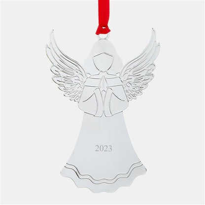 THINGS REMEMBERED Personalized Silver Tone Angel Christmas Ornament (Free Customization)