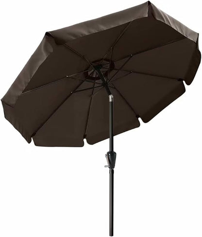 ABCCANOPY 10ft Scalloped Patio Umbrella, Outdoor Table Umbrella with Tilt and Crank, Fiberglass Ribs Deck Umbrella for Patio, Pool, Garden, Picnic (Brown)