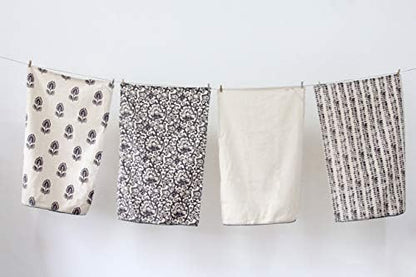 TARAN LIVING Kitchen Towels Dish Towels for Kitchen- Gray & Beige Tea Towels for Kitchen-Bar Towels for Kitchen-KitchenTowels and dishcloths-Printed Floral 18"x28" Pack of 4