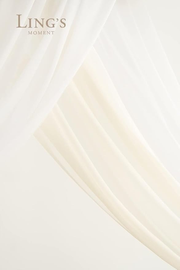 Ling's moment Artificial Wedding Arch Flowers Kit Pack of 4, 2pcs Hanging Flowers Arrangement 2pcs Chiffon Drapes Ceremony Spring Fake Rose Arbor Backdrop White Sage Floral Party Outdoor Decor