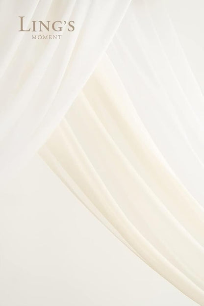 Ling's moment Artificial Wedding Arch Flowers Kit Pack of 4, 2pcs Hanging Flowers Arrangement 2pcs Chiffon Drapes Ceremony Spring Fake Rose Arbor Backdrop White Sage Floral Party Outdoor Decor