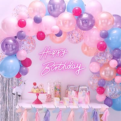 40"/23" Happy Birthday Neon Sign Large - Pink Happy Birthday Sign 12V - Happy Birthday Light Up Sign with Dimmable Switch - 2PCS Happy Birthday LED Sign for Backdrop, Party, Celebration, Decoration