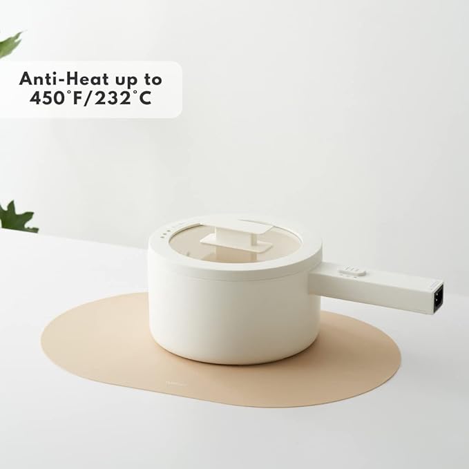 Mint Green Oval Silicone Placemats Set of 4 – Heat Resistant, Waterproof, Easy to Clean Non-Slip Modern Dining Table Mats – Premium Leather Textured Japandi Kitchen Decor