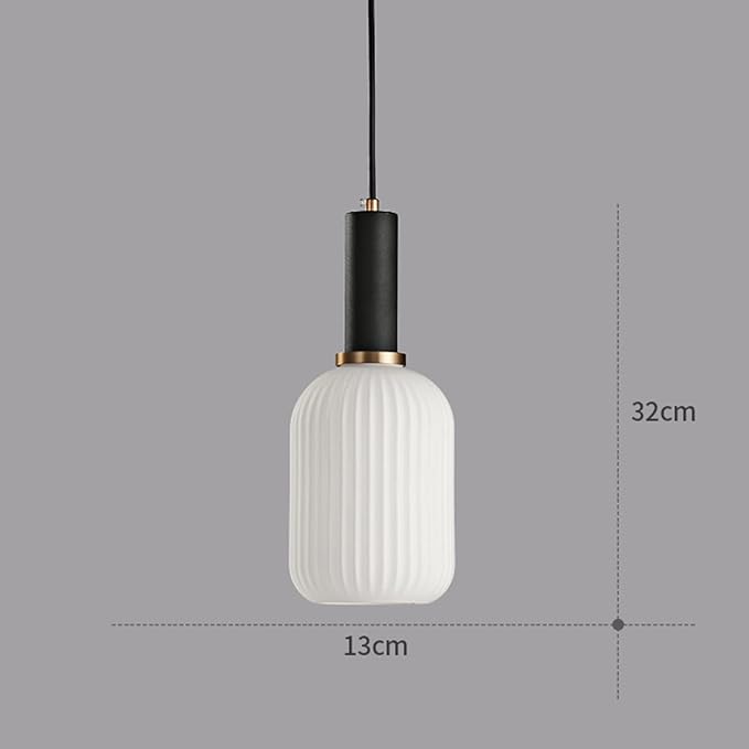 Modern Pendant Lights, Black Lamp Holder Pendant Light Socket White Glass Pendant Lamp Shade,LED Hanging Light (Black, Small)