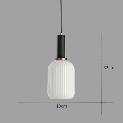 Modern Pendant Lights, Black Lamp Holder Pendant Light Socket White Glass Pendant Lamp Shade,LED Hanging Light (Black, Small)
