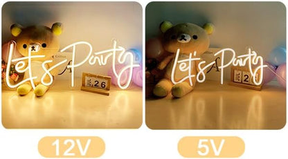 Divatla Super Large Neon Sign - 'Let's Party' for Engagement, Prom, Wedding & More - Dimmable, Warm White