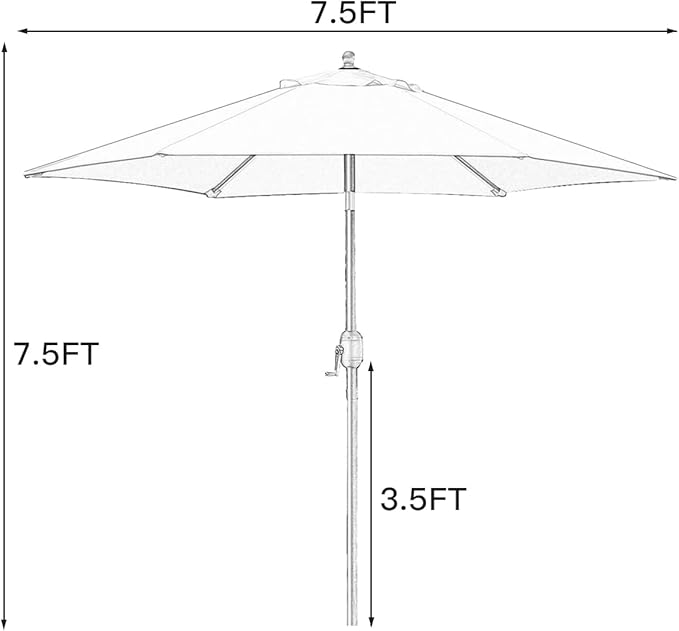Sunnyglade 7.5' Patio Umbrella Outdoor Table Market Umbrella with Push Button Tilt/Crank, 6 Ribs (Blue)