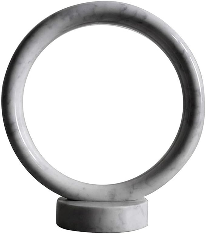 Celestia Marble Circle Table Lamp with Marble Base | 16W LED Light | Adjustable CCT 2700K-5000K | Modern Decorative Accent for Bedroom Living Room & Office | Rechargeable Energy-Efficient