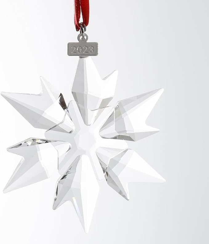 2023 Edition Crystal Snowflake Ornament Christmas Tree Ornament Home Decor Gift (23-Set of 2-Clear)