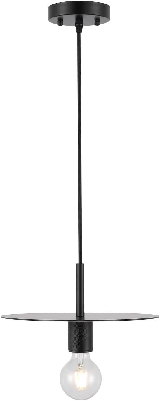 Modern Pendant Lighting Black Farmhouse Pendant Light with 11.81" Dome Industrial Mid Century Knurled Texture Hanging Lamp Ceiling Light Fixture Kitchen Island Dinning Room Bedroom