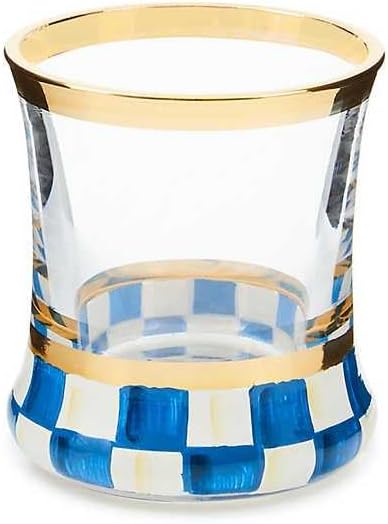 MACKENZIE-CHILDS Shot Glass, Cute Shot Glass for Drinking or Decor, 2 Ounces, Blue-and-White Royal Check