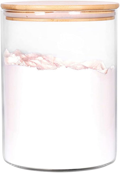 Glass Flour Container with Airtight Bamboo Lid, Large Glass Food Jar with Wooden Lid for Storage Flour, Sugar, Cookies, Rice, Coffee Beans and etc (3L)